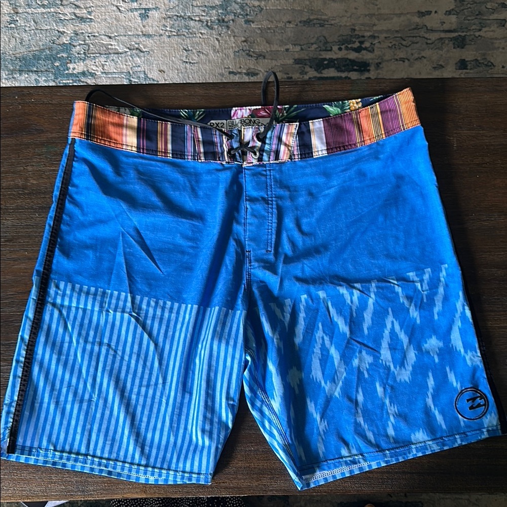 Billabong Hawaiian Blue and Orange Board Shorts Swimwear, swim shorts